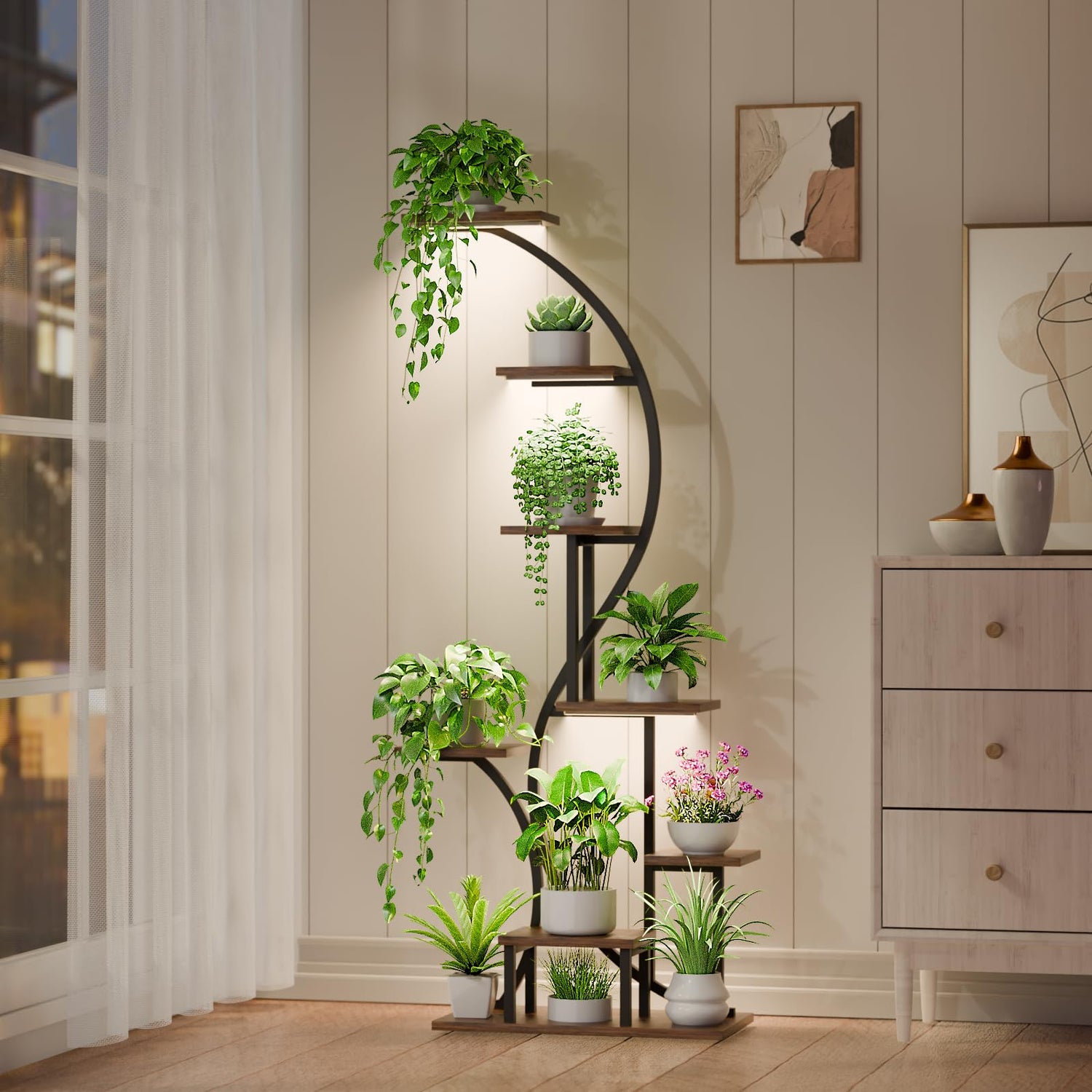 Space-saving 8-tier plant stand for living room and office
