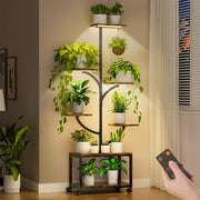 Space-saving plant shelf with built-in grow lights