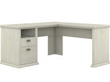 Spacious L-Shaped Office Desk in Antique Cherry Finish