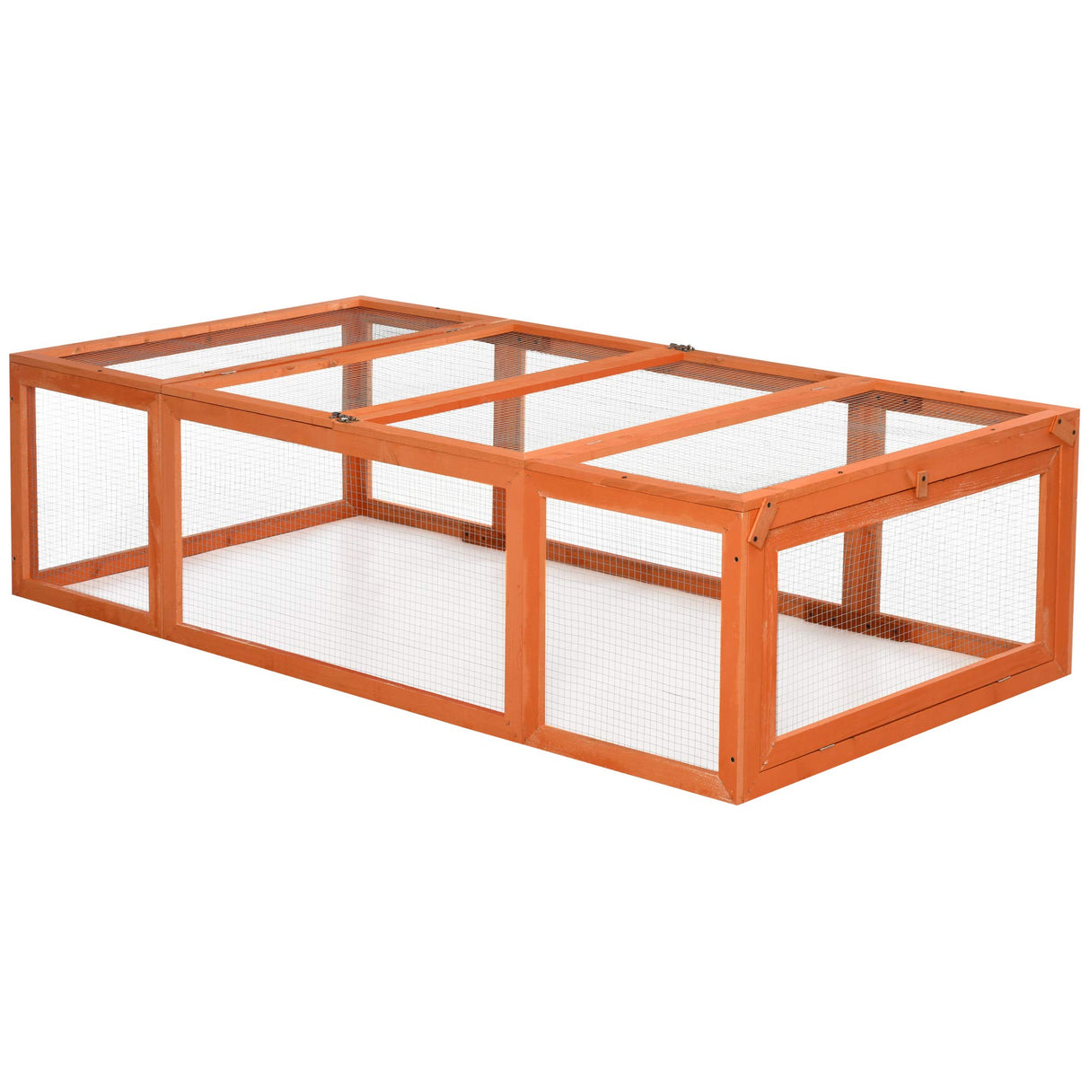 Spacious outdoor guinea pig cage with weatherproof wooden frame