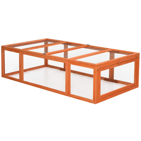 Spacious outdoor guinea pig cage with weatherproof wooden frame