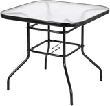 Round Patio Table with Umbrella Hole, 32" Outdoor Dining Table