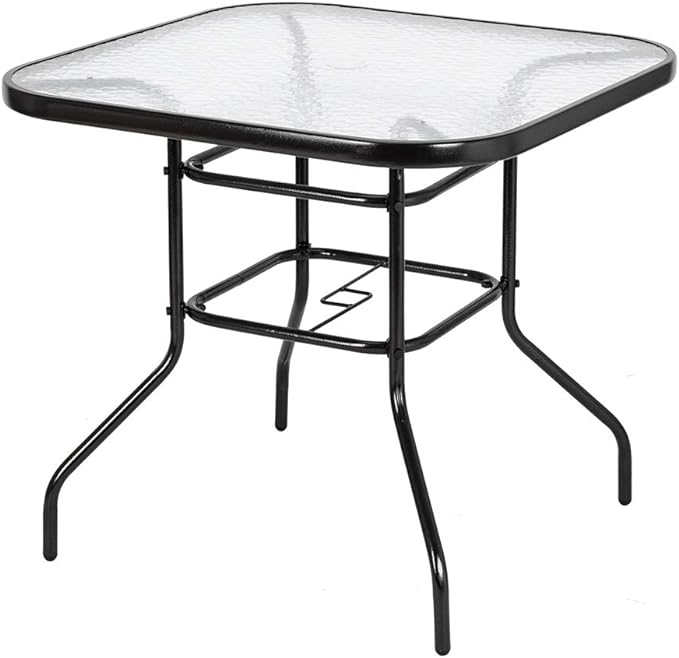 Round Patio Table with Umbrella Hole, 32" Outdoor Dining Table