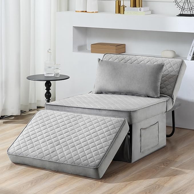 4 in 1 Multi Function Folding Ottoman Breathable Linen Couch Bed