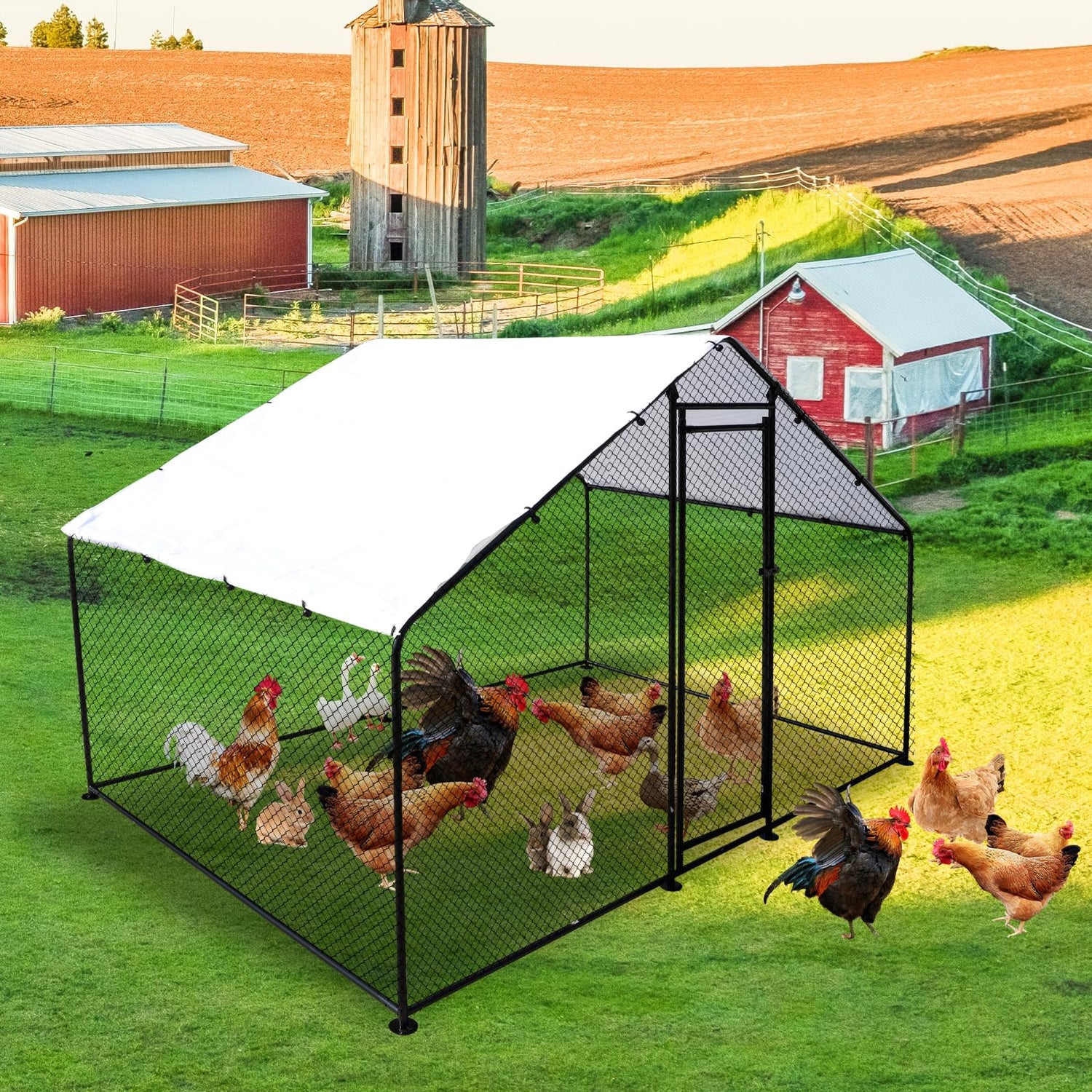 SteelNest galvanized metal chicken coop with waterproof PE roof