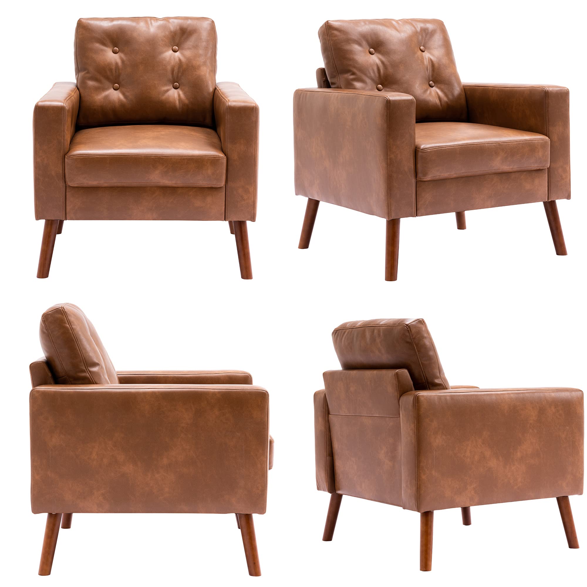 StoneCraft Arlo Caramel PU Leather Accent Chairs – 2-Pack Front View
