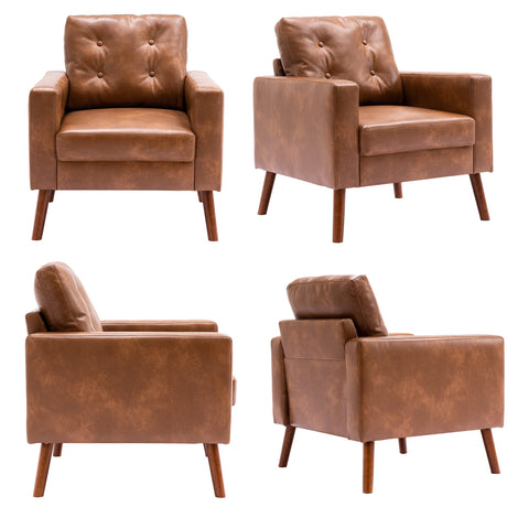 StoneCraft Arlo Caramel PU Leather Accent Chairs – 2-Pack Front View