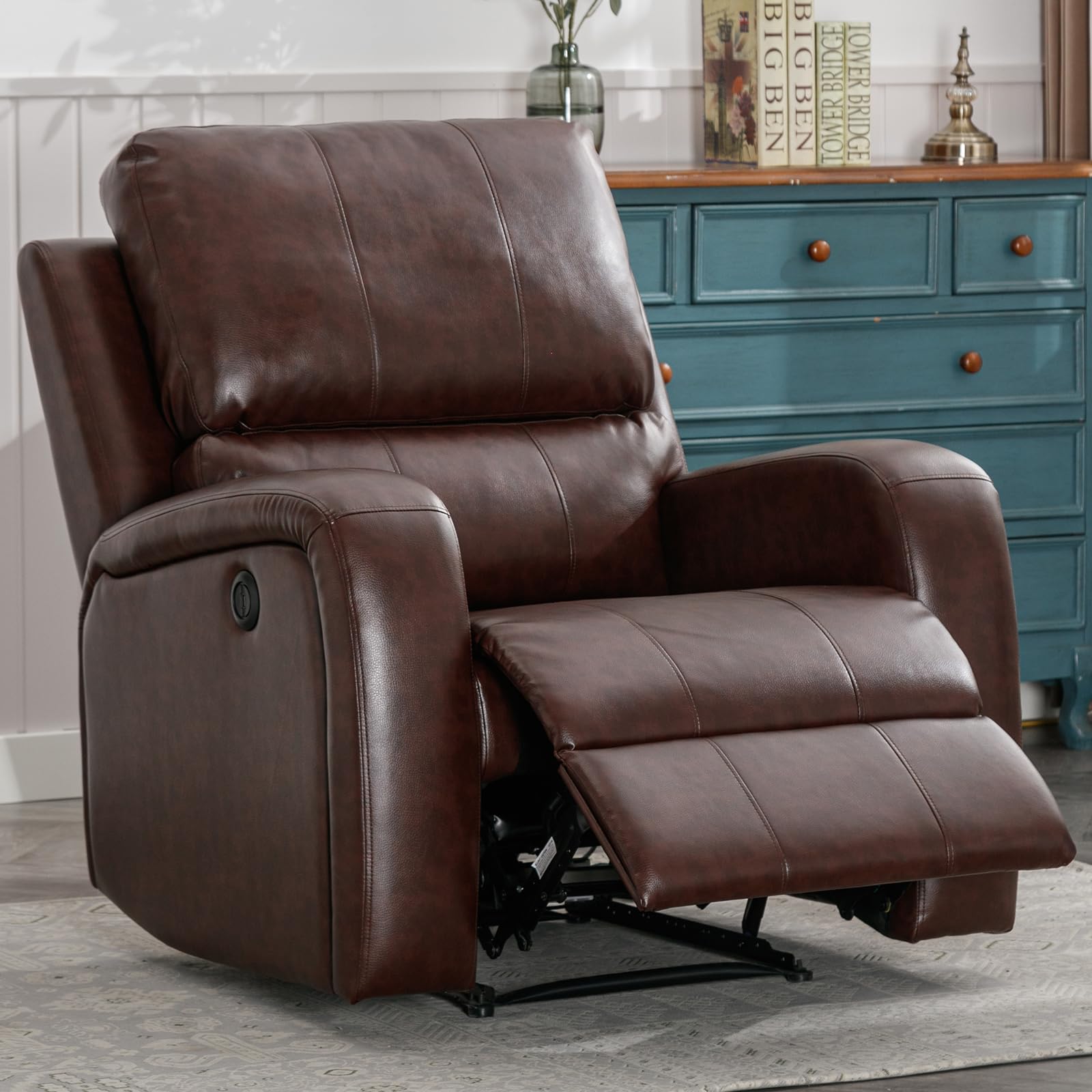StoneCraft Phoenix Brown Faux Leather Power Recliner – Front View