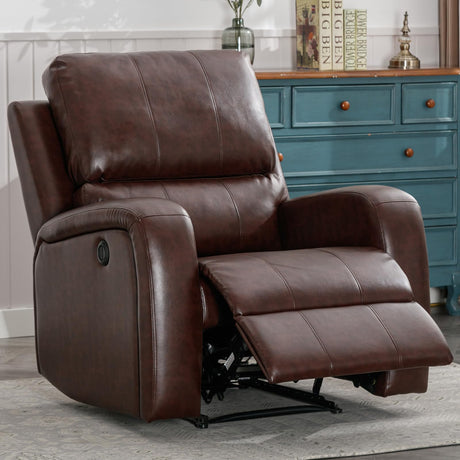 StoneCraft Phoenix Brown Faux Leather Power Recliner – Front View