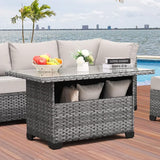 Outdoor PE Wicker Coffee Table - Resin Rattan Patio Table