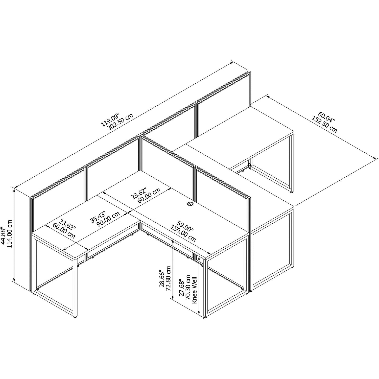 Strong metal frame of EasyWork L-Shaped Desk Workstation