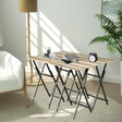 TableTide 4-piece folding TV tray table set with stand – imitation rock wood finish