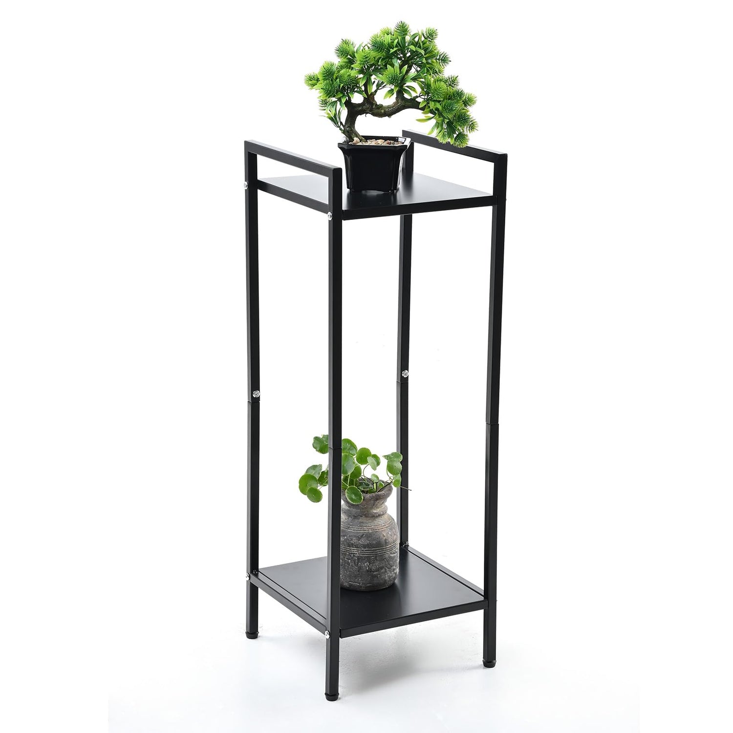 Tall metal 2-tier plant stand with modern design