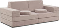 Kids Foam Couch Set - 10 Pieces, Sand Beige, Miss Fabric, Loveseat, 66 x 33 x 23 Inches