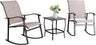 3 Piece Outdoor Rocking Bistro Set, Textilene Fabric Small Patio Furniture Set