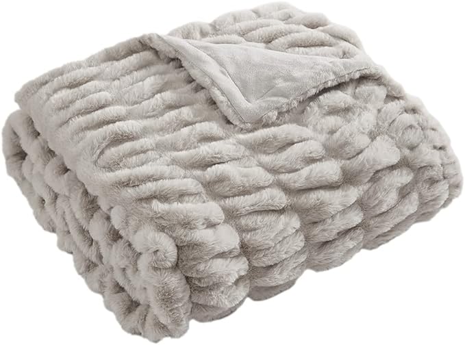 Lapin Ultra Fine Faux Fur Throw Blanket - Luxurious, Chic, Soft and Cozy