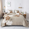 Floral Bed Comforter Set King - Blue Floral Pattern Printed on Grey