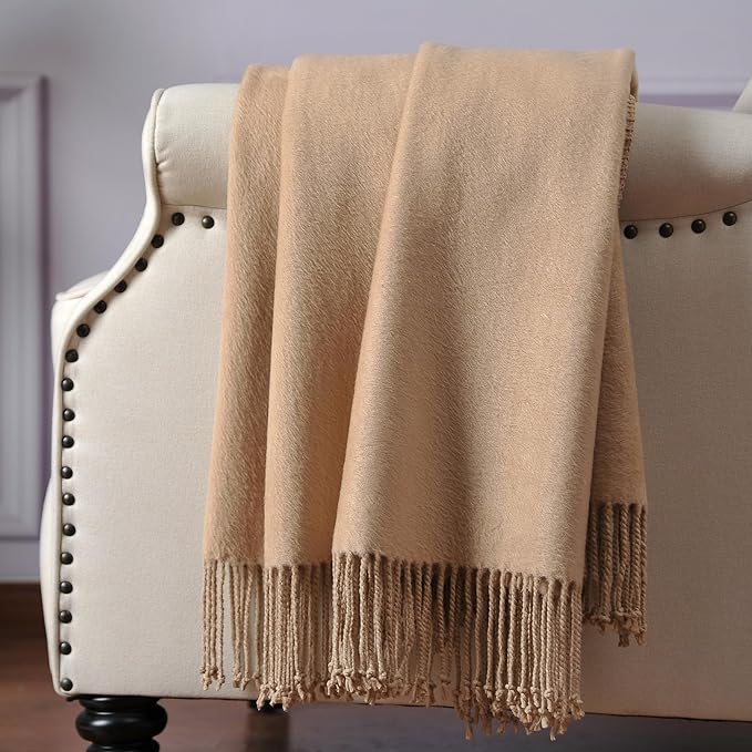 Silk Throw Blanket with Fringe, Pure Mulberry Silk, Naturally Soft