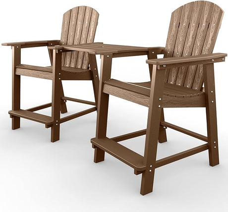 Balcony Chair, Tall Adirondack Chair Set of 2 with Connecting Tray,