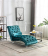 Velvet Chaise Lounge Chair with Toss Pillow