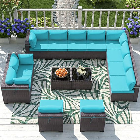 Outdoor Patio Furniture Set, 14 Pieces Sectional Sofa