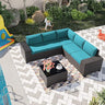 , 6 Pieces Outdoor Sectional Furniture High Backrest Patio