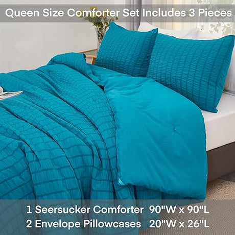 Seersucker Queen Comforter Set (90x90 inches)