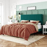 Queen Bed Frame, Velvet Upholstered Platform Bed with Adjustable Vertical Channel