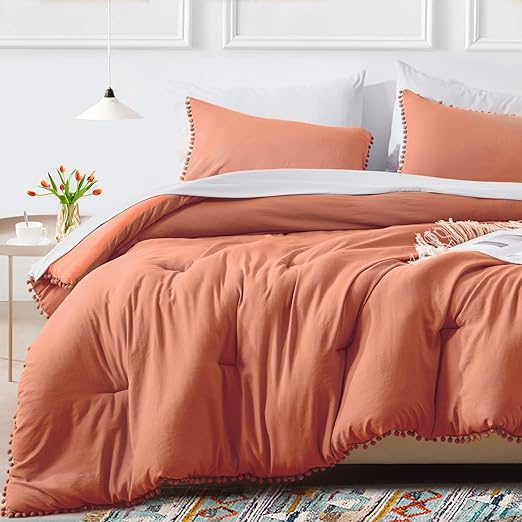 Queen Bed in a Bag 7-Pieces Reversible Comforter Set Queen