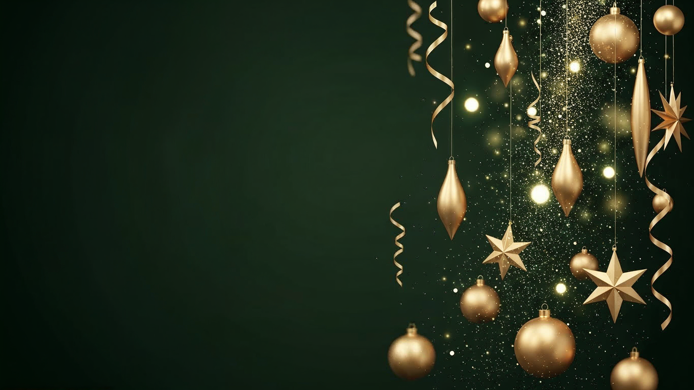 The Bircata Holiday Sale. A festive dark green background with floating gold ornaments and magical lights."

