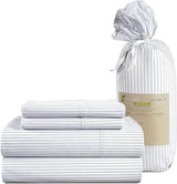 100% Organic Cotton Pure White Full Sheets Set 4-Piece Long Staple Percale Weave