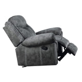 TuftEase Grey Recliner Chair with Horizontal Tufted Back