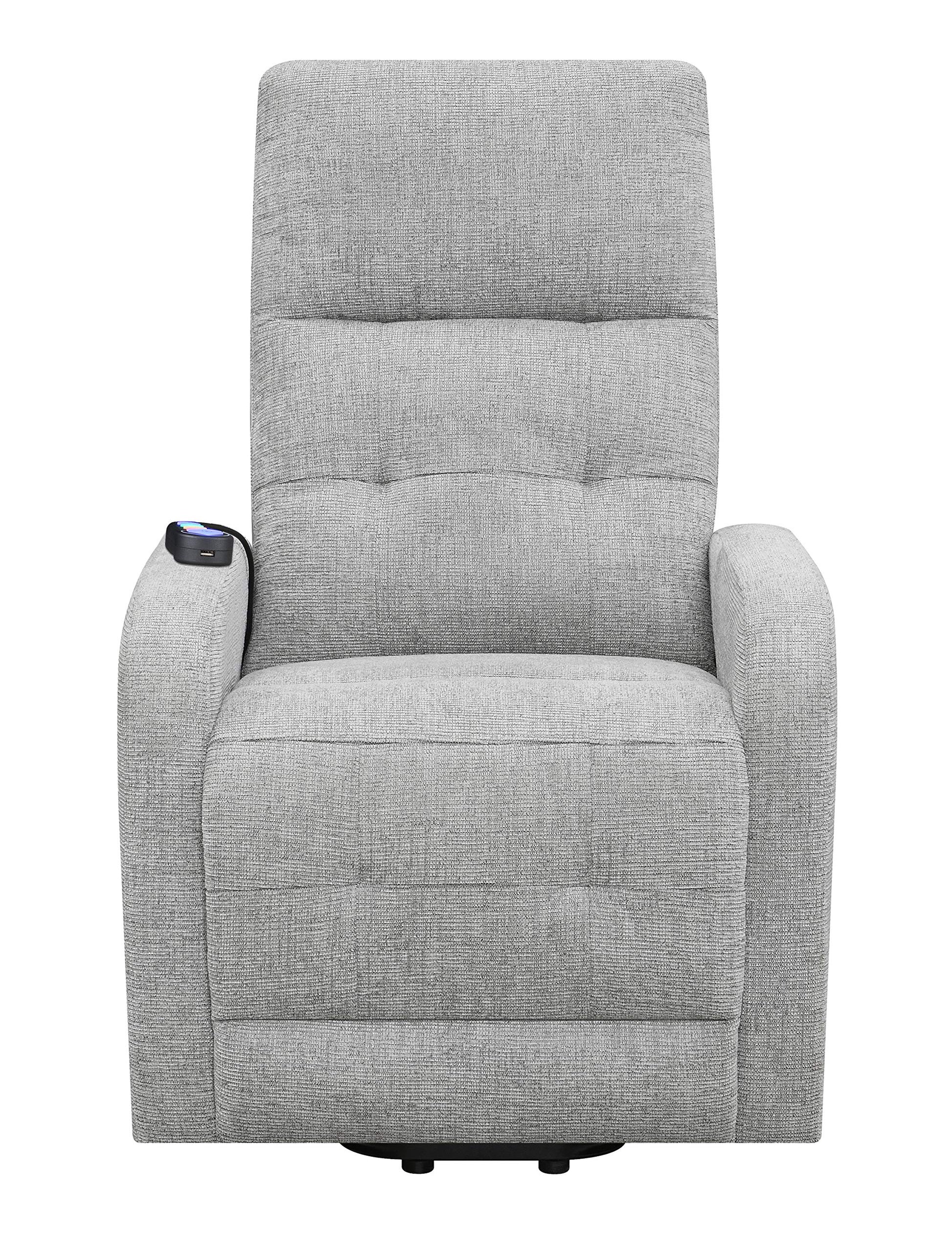 Tufted Back Grey Recliner with Performance Fabric Upholstery