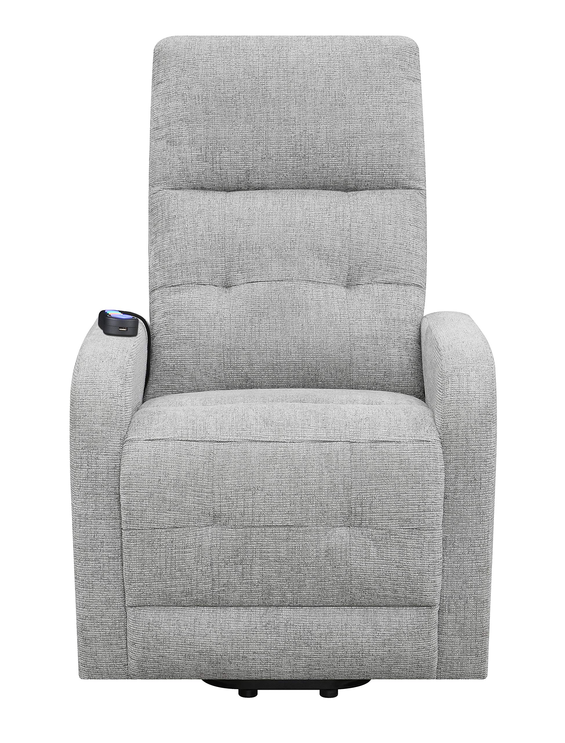 Tufted Back Grey Recliner with Performance Fabric Upholstery
