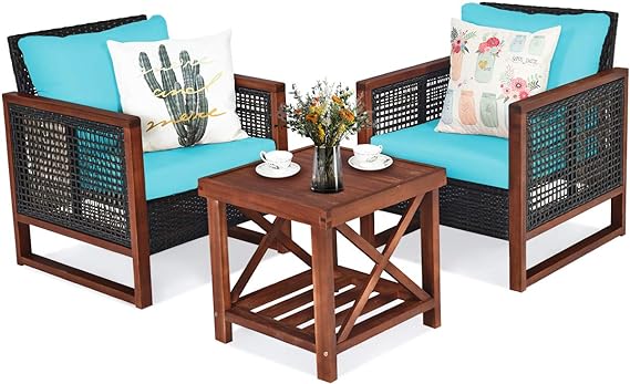 3 Pieces Patio Wicker Furniture Set