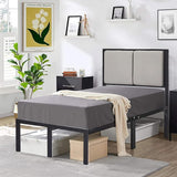 Upholstered Bed Frame Queen Size with Headboard（Deluxe PU Leather