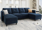 U Shaped Sectional Couch Velvet 4 Seater Sofa