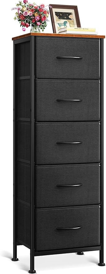 Dresser for Bedroom with 5 Storage Drawers, 48" Tall Dresser Chest of Drawers Fabric