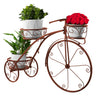 Vintage tricycle plant stand with flower pots for home and garden