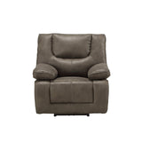 VoltLuxe Gray Leather-Aire Recliner Front View