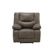 VoltLuxe Gray Leather-Aire Recliner Front View