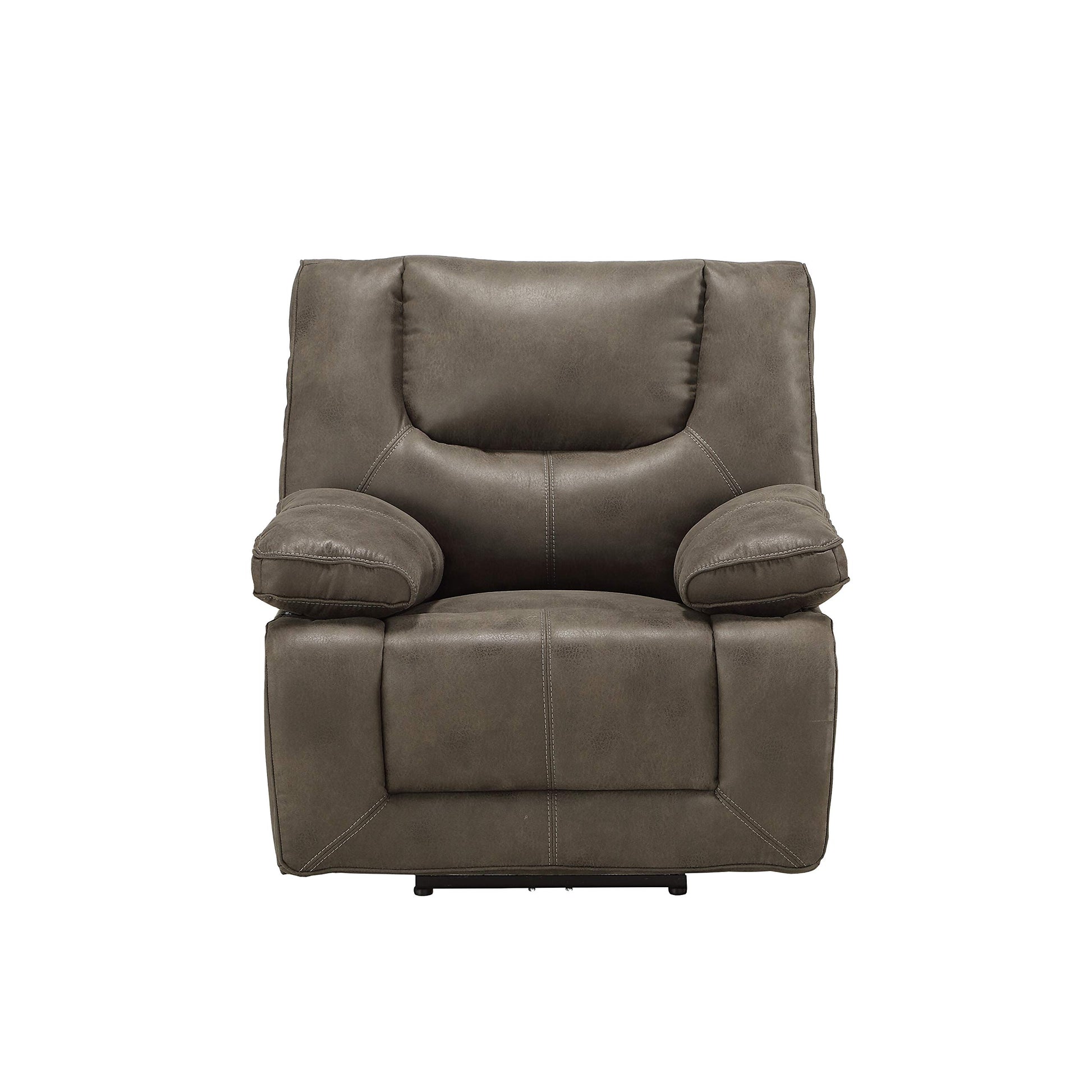 VoltLuxe Gray Leather-Aire Recliner Front View