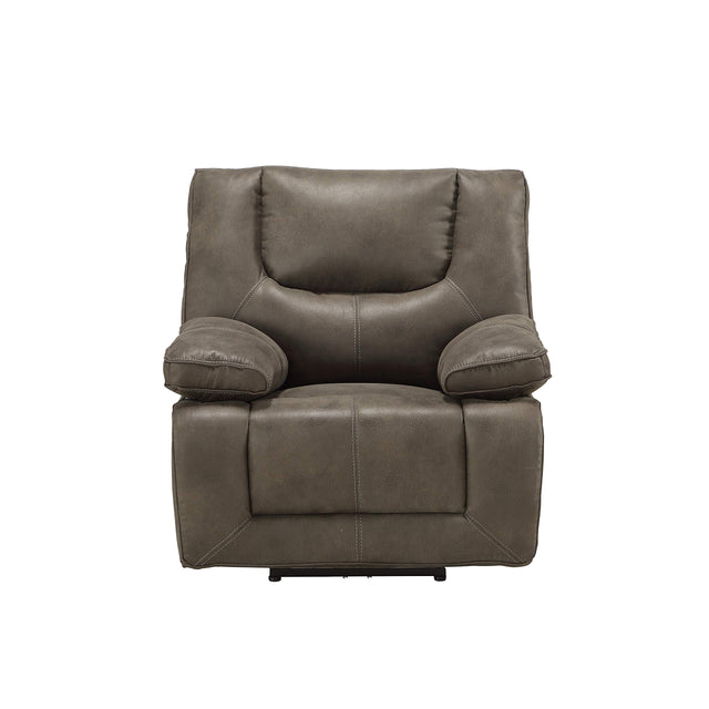 VoltLuxe Gray Leather-Aire Recliner Front View