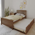 Twin Bed, Wood Bed Frame with Headboard For Kids with Trundle