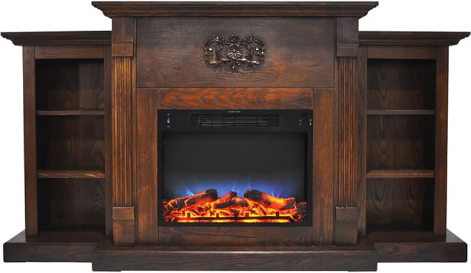 Sanoma 72'' Electric Multi Color LED Fireplace with Charred Log Insert