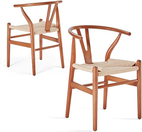 Wood Wishbone Dining Room Chairs Set of 2 Mid Century Modern