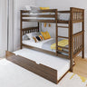 Bunk Bed, Twin-Over-Twin Bed Frame For Kids With Trundle, White