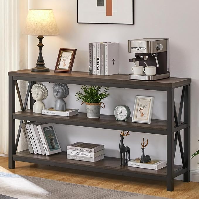 Industrial Console Table for Entryway, Wood Sofa Table