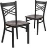 2 Pack HERCULES Series Black ''X'' Back Metal Restaurant Chair