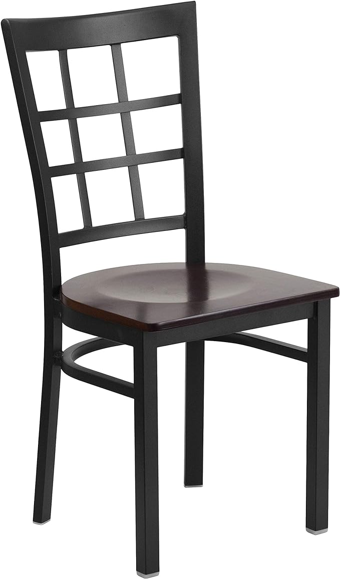 HERCULES Series Black Window Back Metal Restaurant Chair